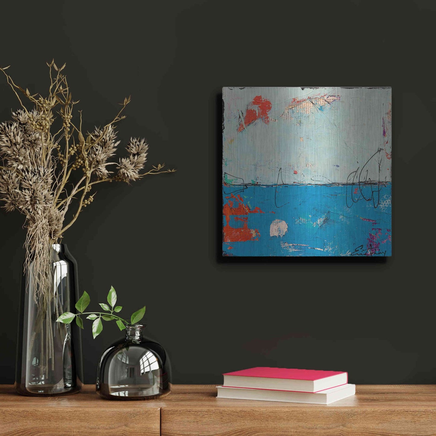 Luxe Metal Art 'Blue Bound' by Erin Ashley, Metal Wall Art,12x12