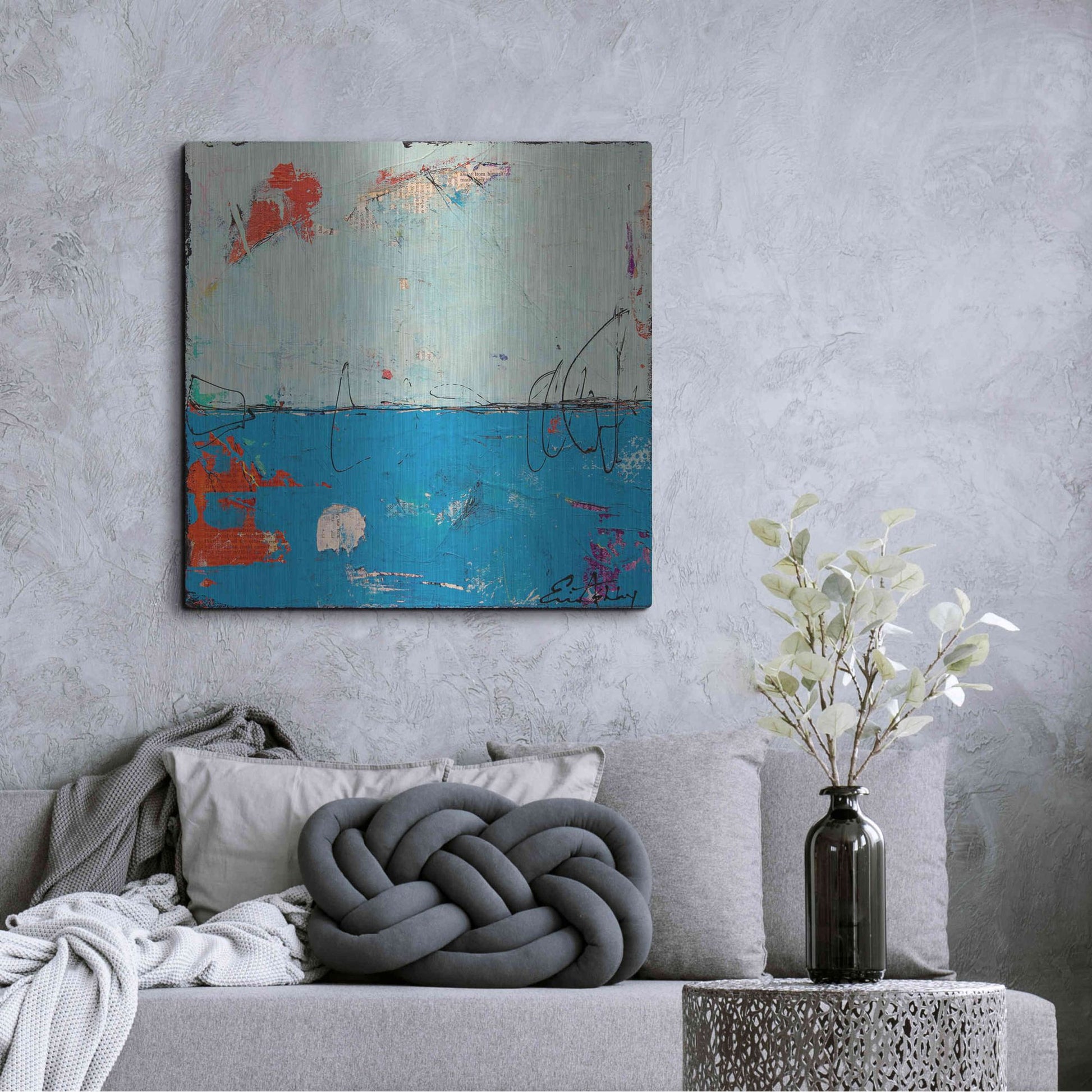 Luxe Metal Art 'Blue Bound' by Erin Ashley, Metal Wall Art,36x36