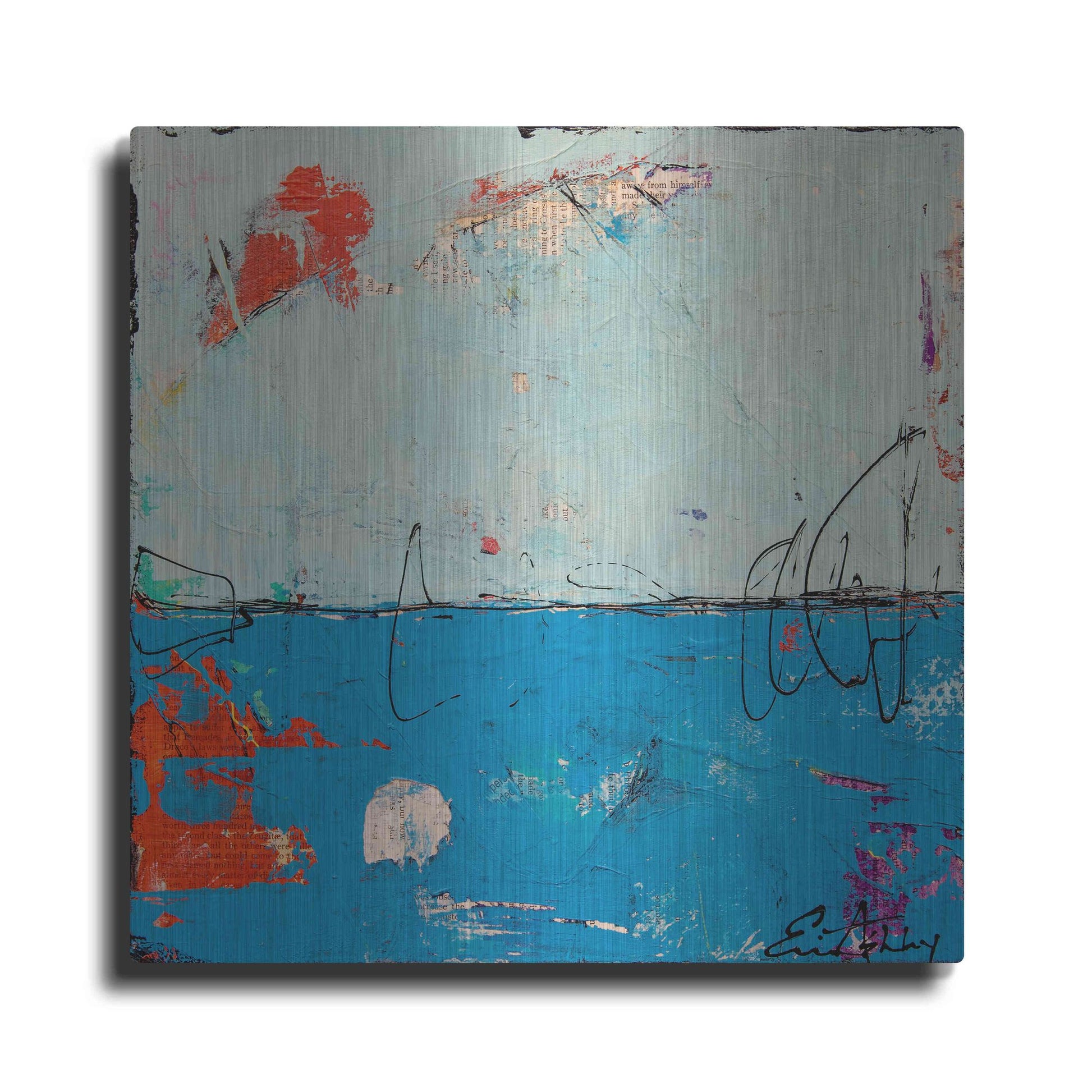 Luxe Metal Art 'Blue Bound' by Erin Ashley, Metal Wall Art