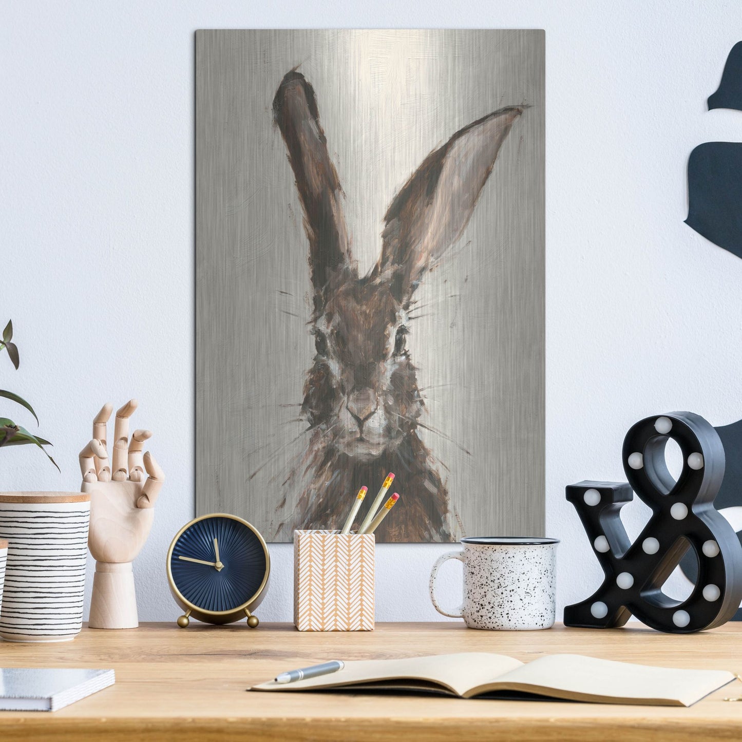 Luxe Metal Art 'European Hare II' by Ethan Harper, Metal Wall Art,12x16