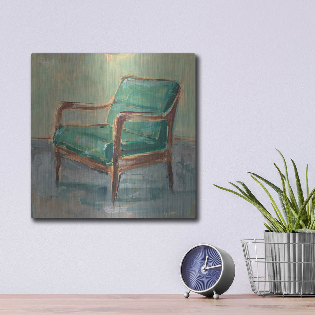 Luxe Metal Art 'Have a Seat II' by Ethan Harper, Metal Wall Art,12x12
