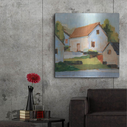 Luxe Metal Art 'European Farmhouses I' by Ethan Harper, Metal Wall Art,36x36