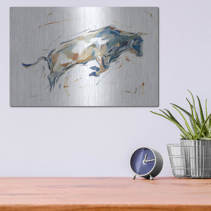 Luxe Metal Art 'Modern Bull Study I' by Ethan Harper, Metal Wall Art,16x12