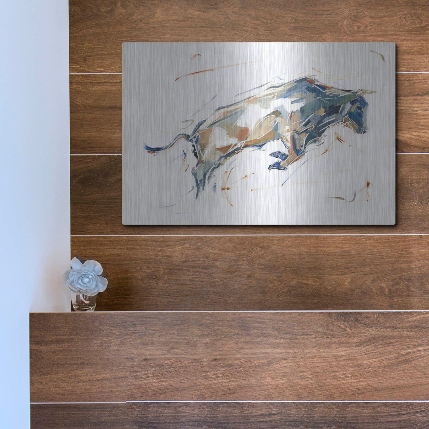 Luxe Metal Art 'Modern Bull Study I' by Ethan Harper, Metal Wall Art,16x12