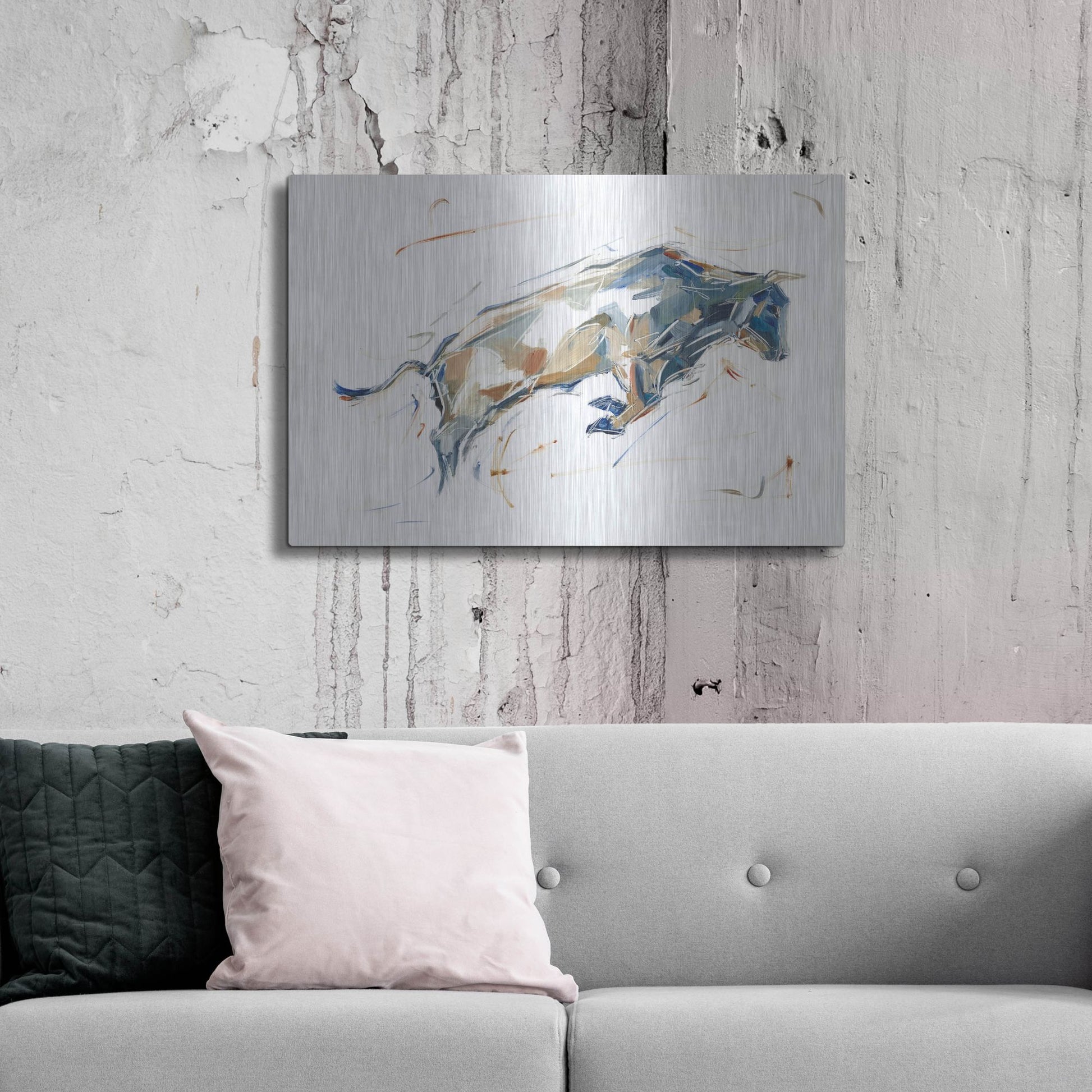 Luxe Metal Art 'Modern Bull Study I' by Ethan Harper, Metal Wall Art,36x24