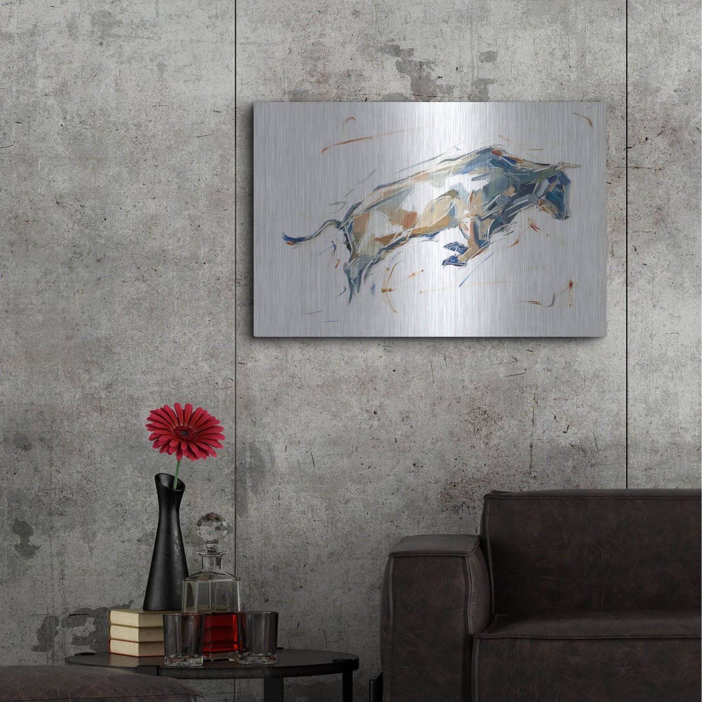 Luxe Metal Art 'Modern Bull Study I' by Ethan Harper, Metal Wall Art,36x24