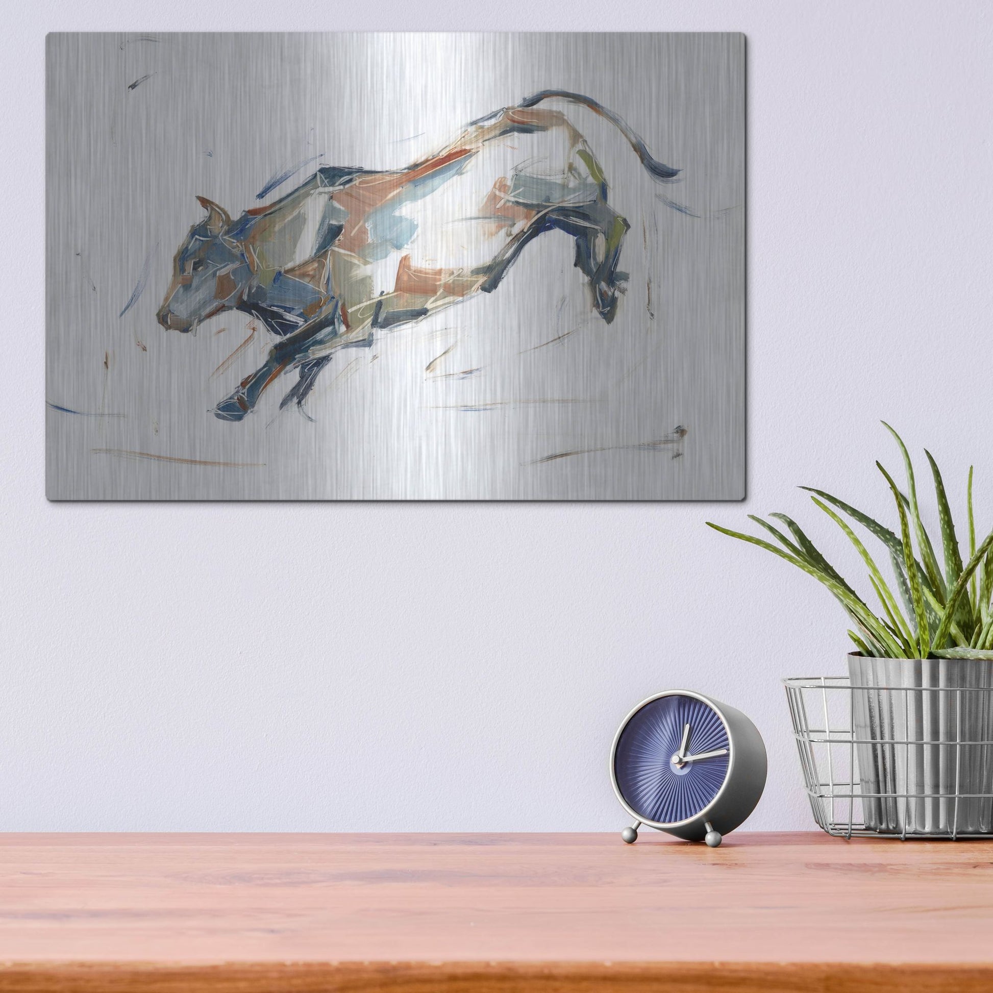 Luxe Metal Art 'Modern Bull Study II' by Ethan Harper, Metal Wall Art,16x12