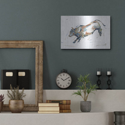 Luxe Metal Art 'Modern Bull Study II' by Ethan Harper, Metal Wall Art,16x12