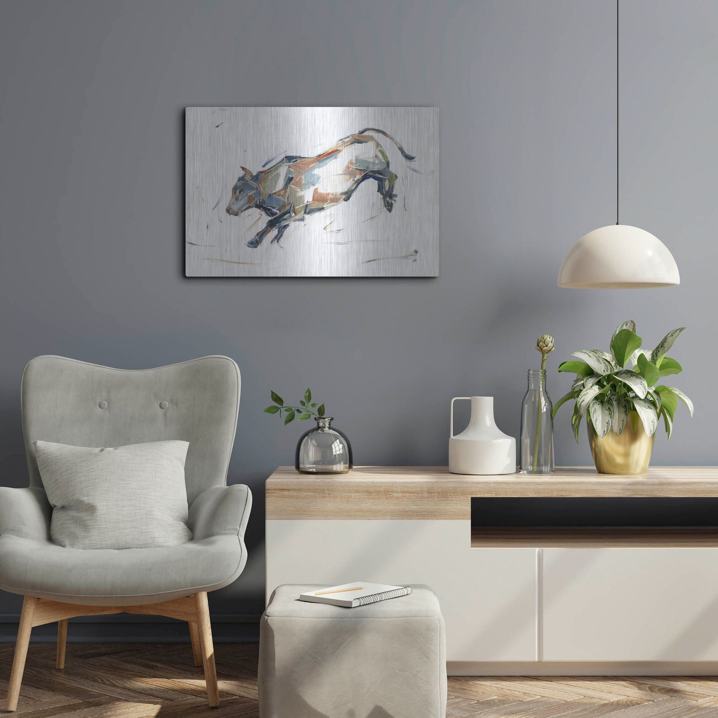 Luxe Metal Art 'Modern Bull Study II' by Ethan Harper, Metal Wall Art,24x16