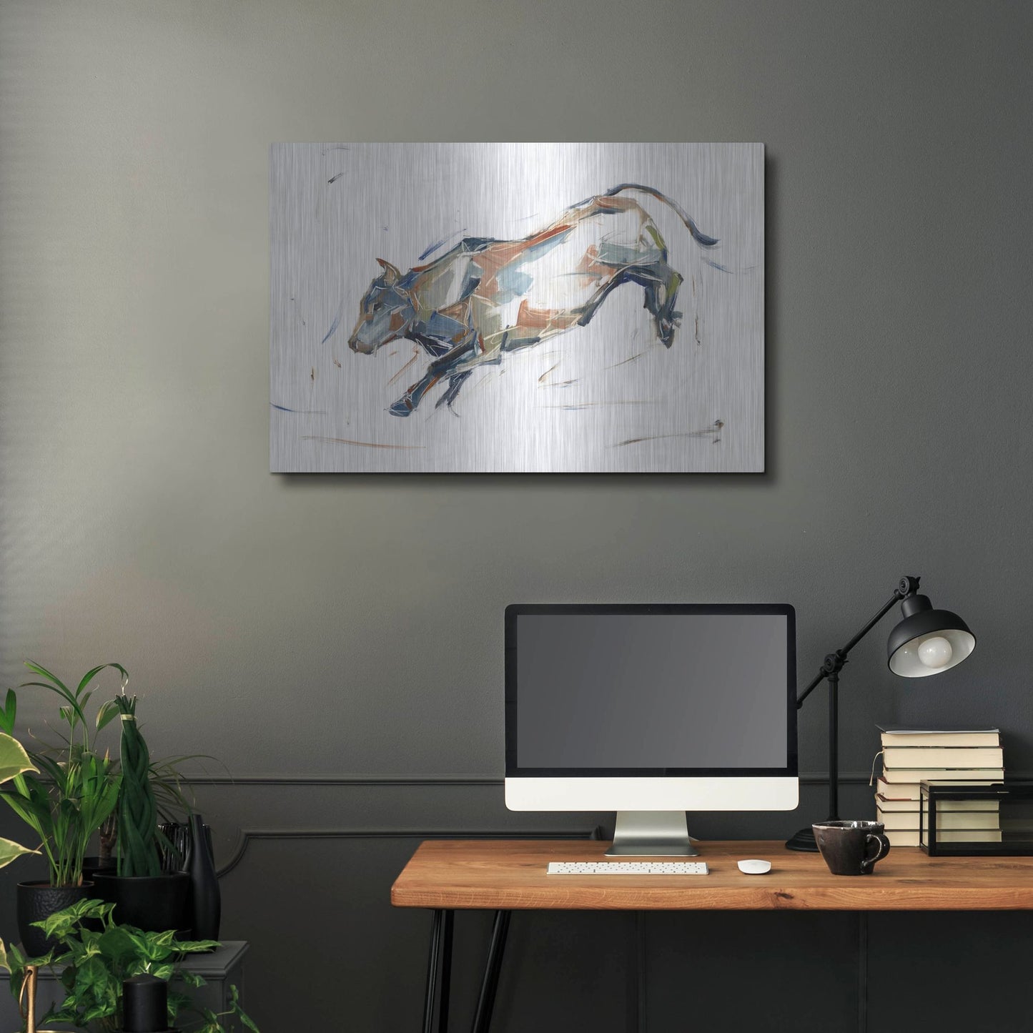 Luxe Metal Art 'Modern Bull Study II' by Ethan Harper, Metal Wall Art,36x24