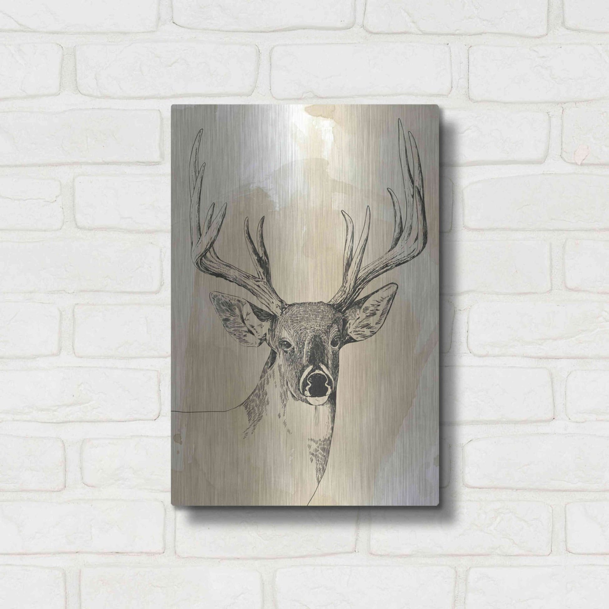 Luxe Metal Art 'Burnished Buck I' by Grace Popp, Metal Wall Art,12x16