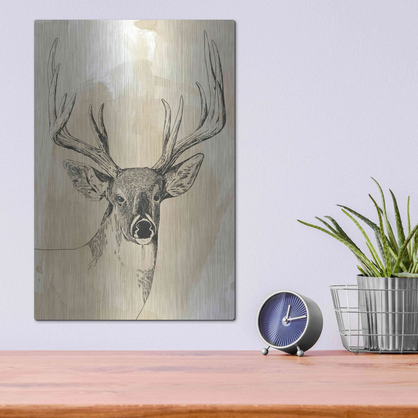 Luxe Metal Art 'Burnished Buck I' by Grace Popp, Metal Wall Art,12x16