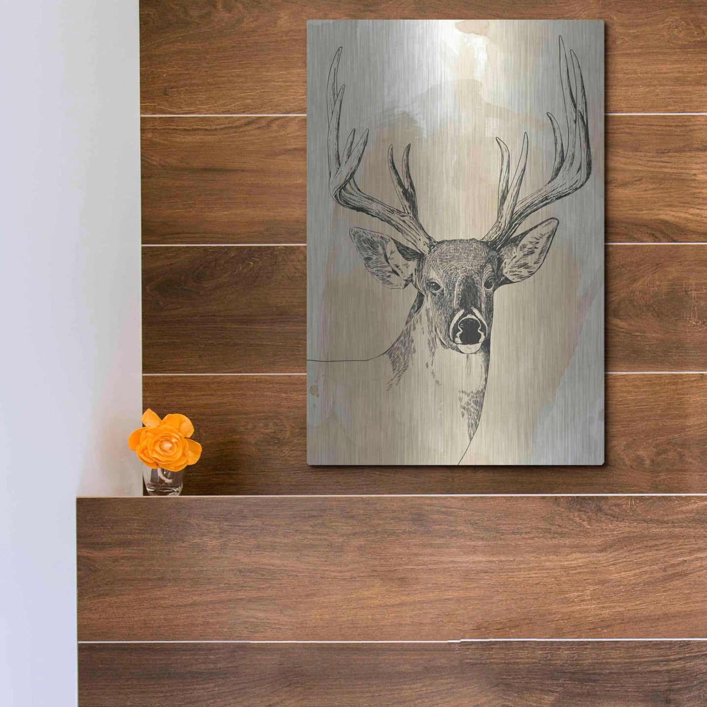 Luxe Metal Art 'Burnished Buck I' by Grace Popp, Metal Wall Art,12x16