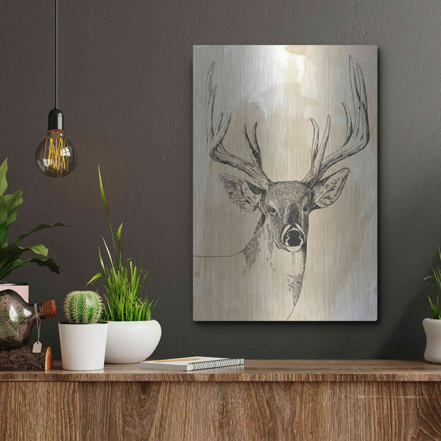 Luxe Metal Art 'Burnished Buck I' by Grace Popp, Metal Wall Art,12x16