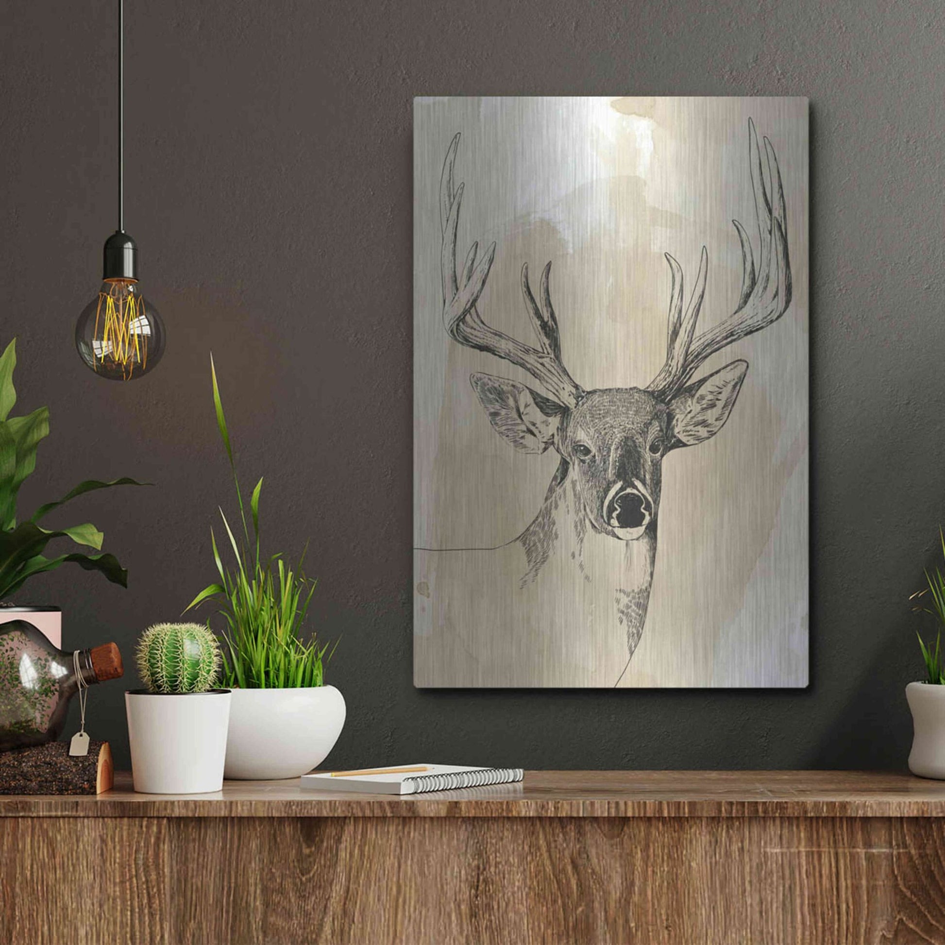 Luxe Metal Art 'Burnished Buck I' by Grace Popp, Metal Wall Art,12x16