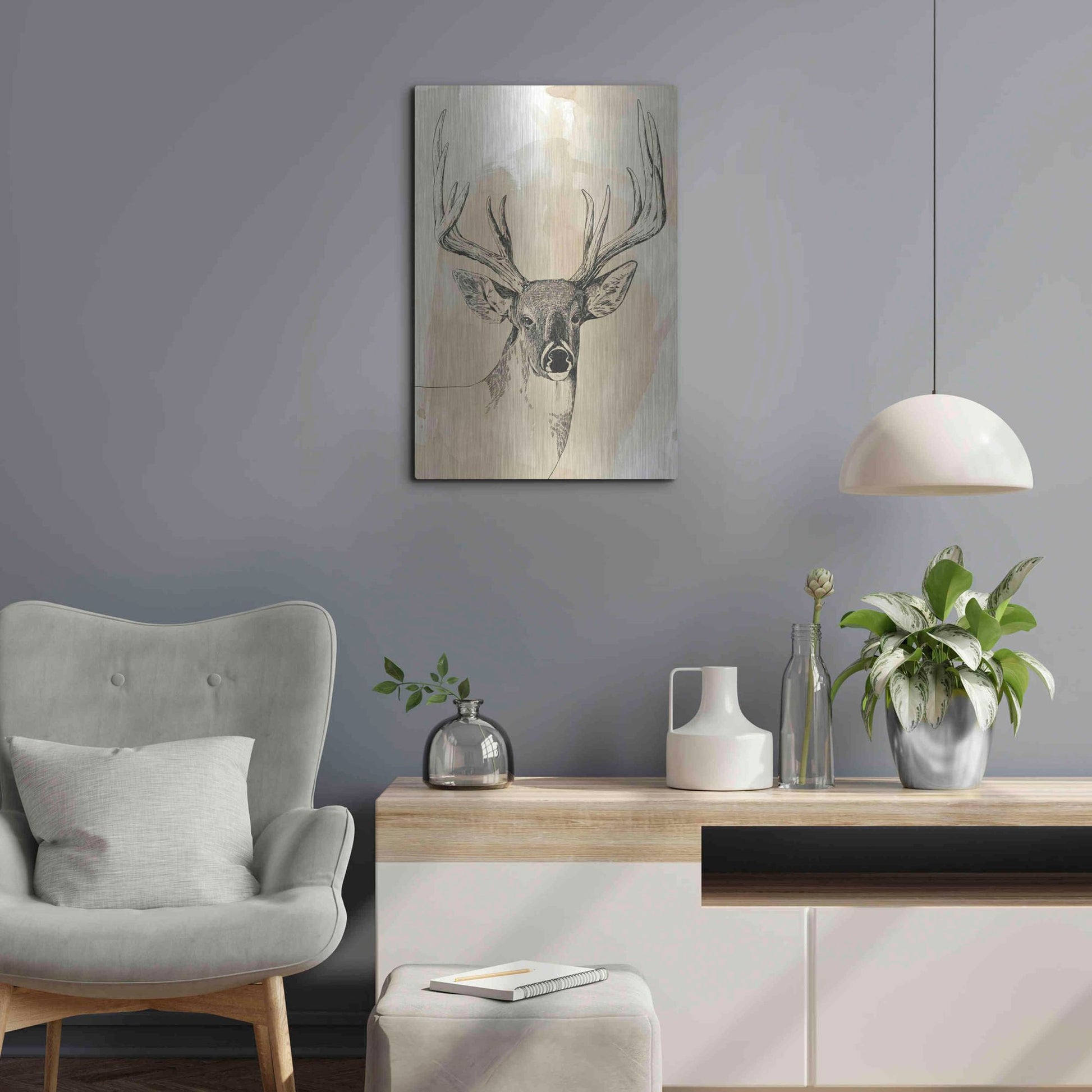 Luxe Metal Art 'Burnished Buck I' by Grace Popp, Metal Wall Art,16x24