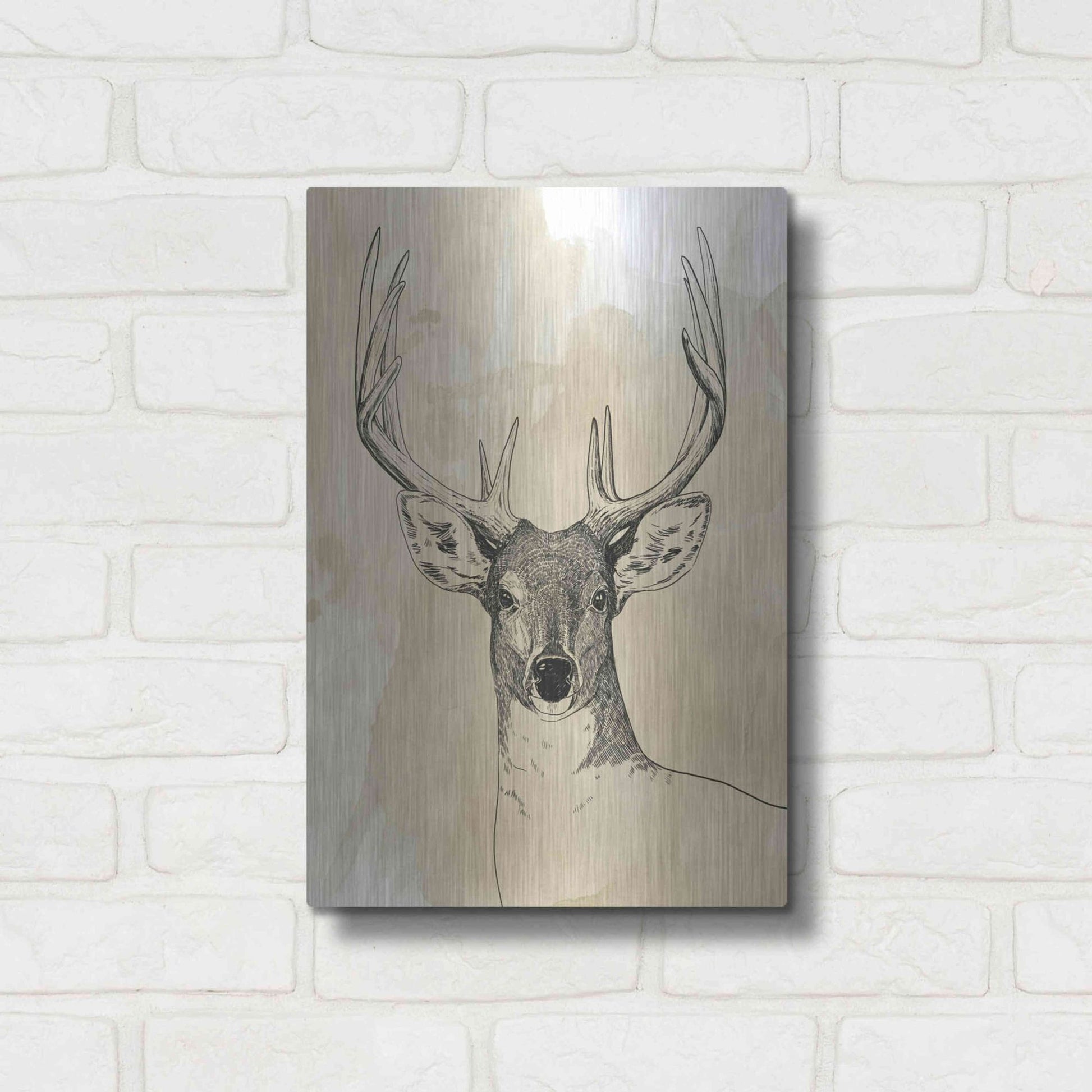 Luxe Metal Art 'Burnished Buck II' by Grace Popp, Metal Wall Art,12x16
