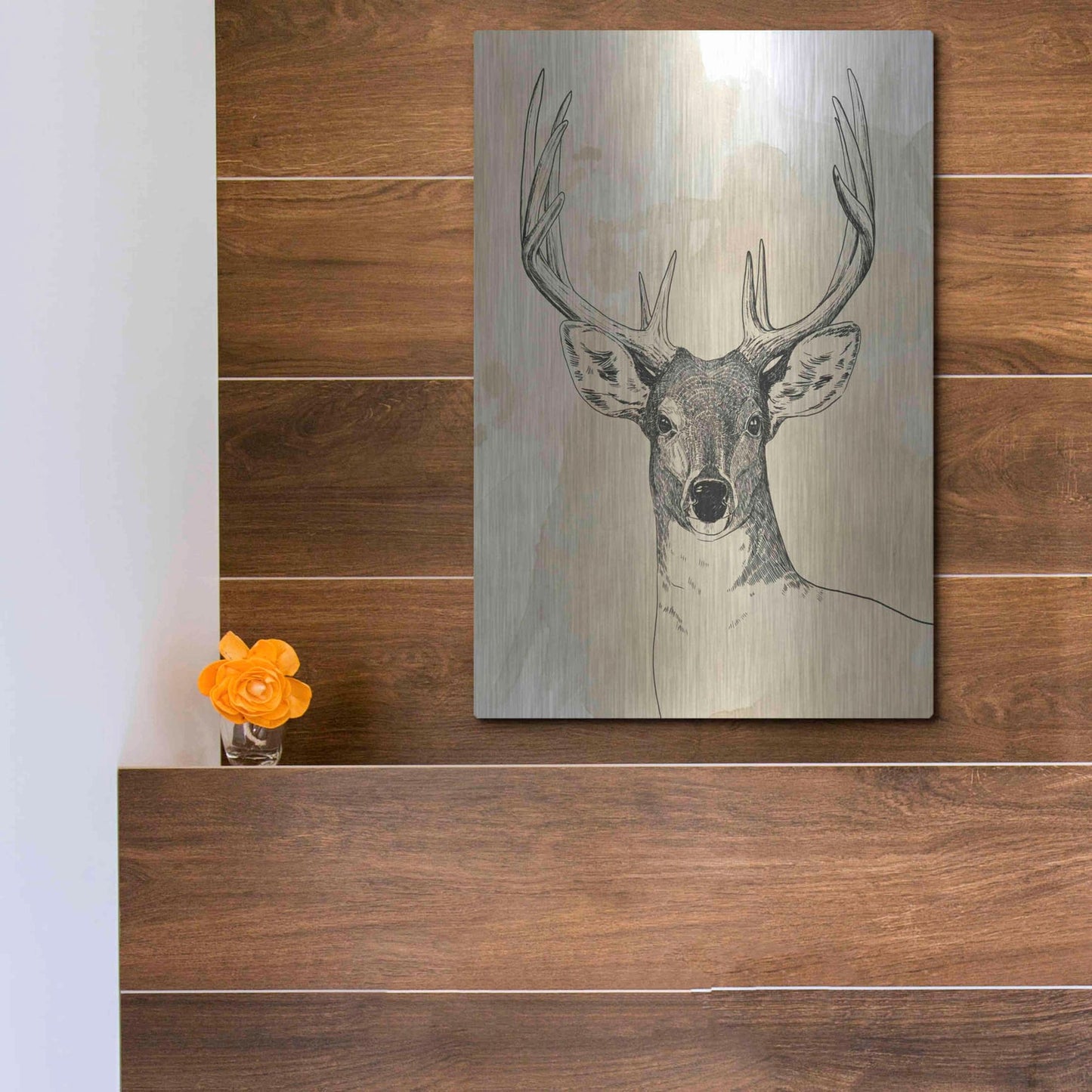 Luxe Metal Art 'Burnished Buck II' by Grace Popp, Metal Wall Art,12x16