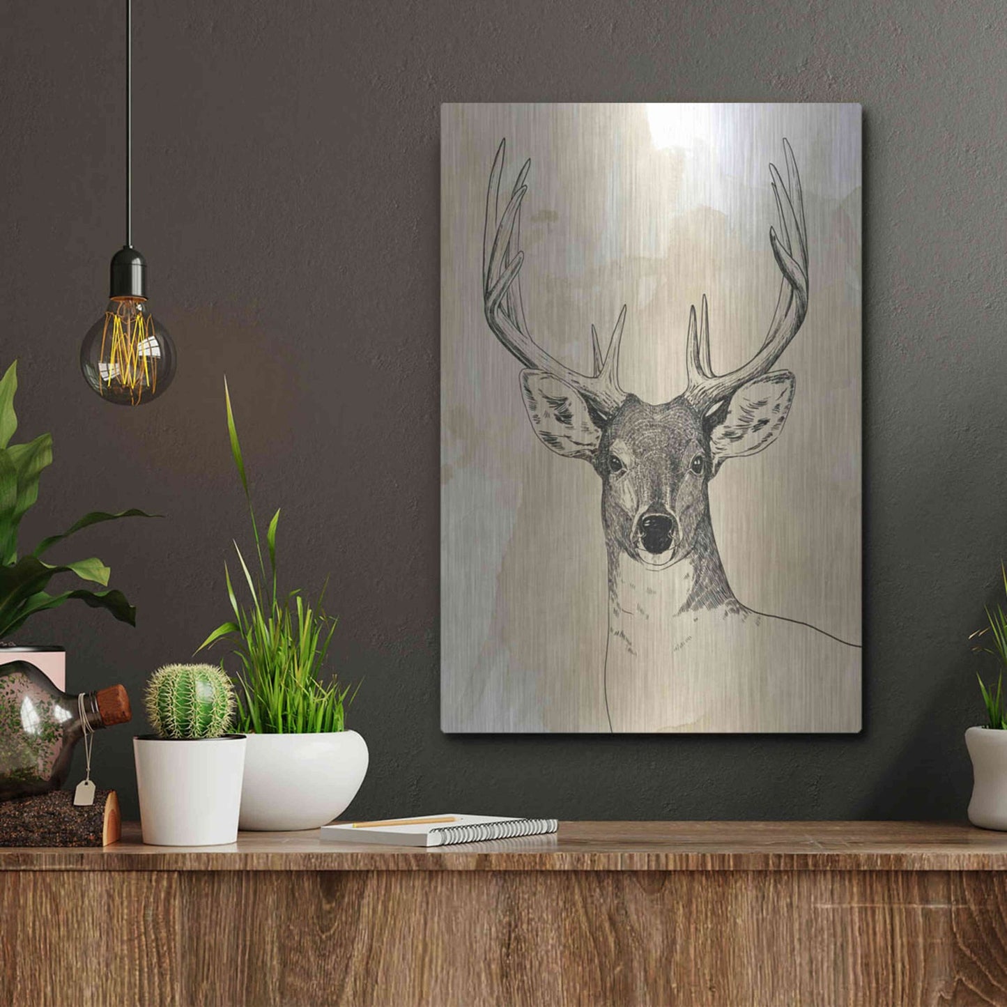 Luxe Metal Art 'Burnished Buck II' by Grace Popp, Metal Wall Art,12x16