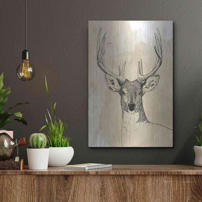 Luxe Metal Art 'Burnished Buck II' by Grace Popp, Metal Wall Art,12x16