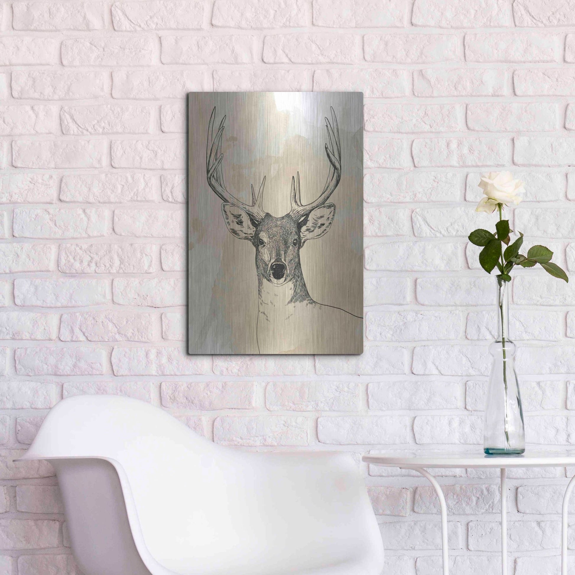 Luxe Metal Art 'Burnished Buck II' by Grace Popp, Metal Wall Art,16x24