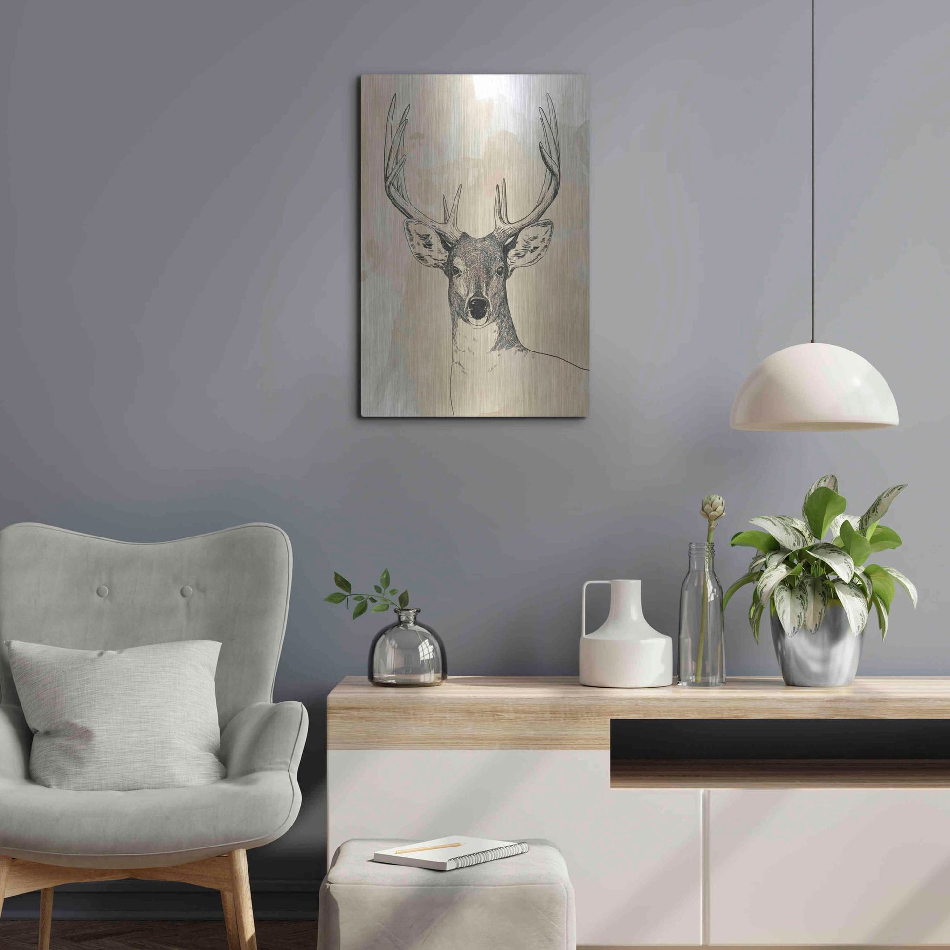 Luxe Metal Art 'Burnished Buck II' by Grace Popp, Metal Wall Art,16x24