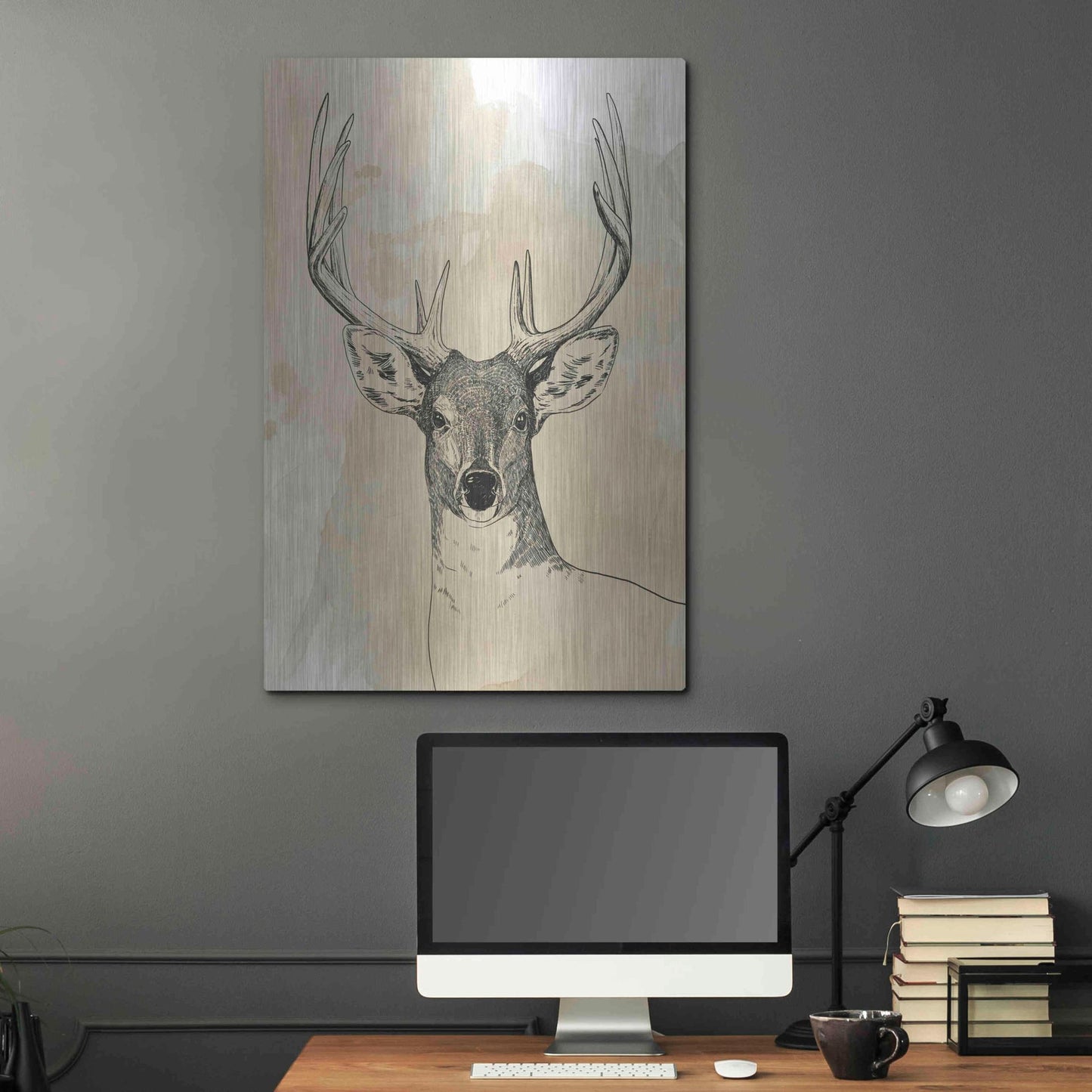 Luxe Metal Art 'Burnished Buck II' by Grace Popp, Metal Wall Art,24x36