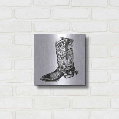 Luxe Metal Art 'Vintage Cowboy I' by Grace Popp, Metal Wall Art,12x12