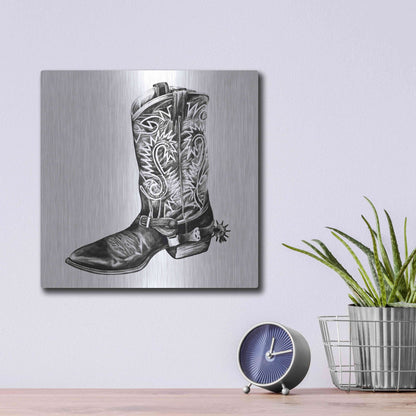 Luxe Metal Art 'Vintage Cowboy I' by Grace Popp, Metal Wall Art,12x12