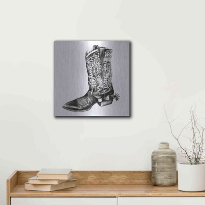 Luxe Metal Art 'Vintage Cowboy I' by Grace Popp, Metal Wall Art,12x12