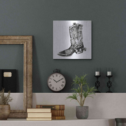 Luxe Metal Art 'Vintage Cowboy I' by Grace Popp, Metal Wall Art,12x12