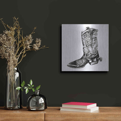 Luxe Metal Art 'Vintage Cowboy I' by Grace Popp, Metal Wall Art,12x12