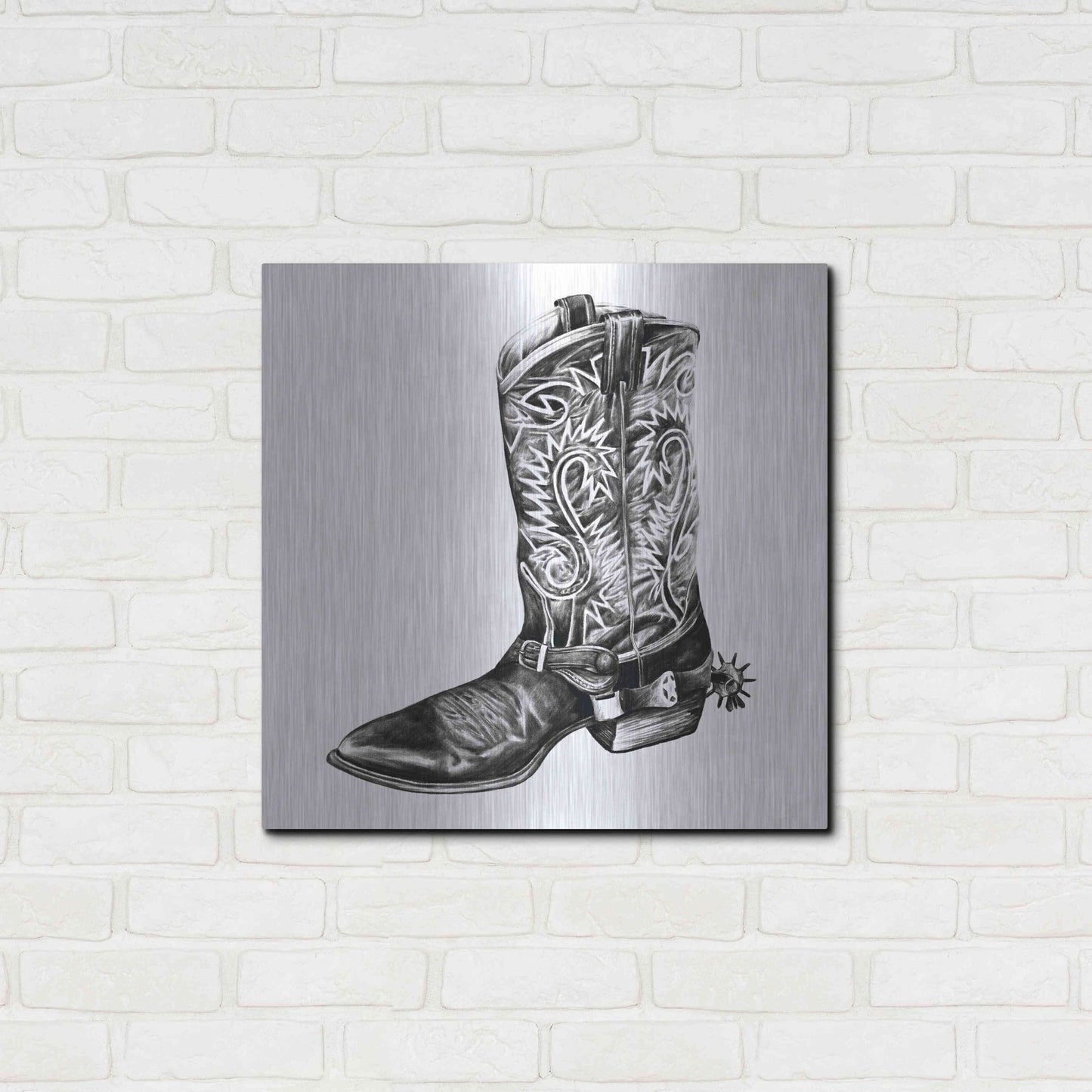 Luxe Metal Art 'Vintage Cowboy I' by Grace Popp, Metal Wall Art,24x24