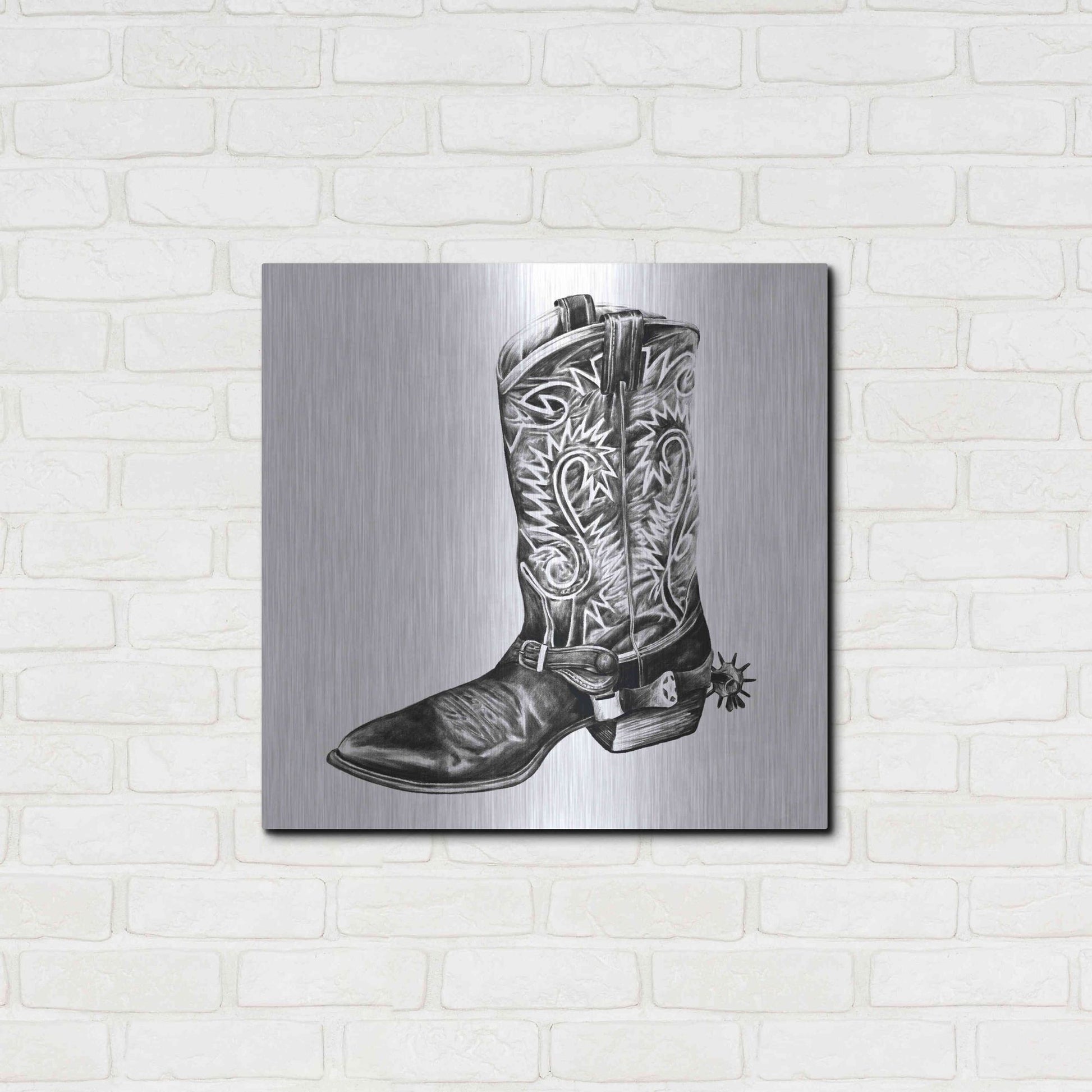 Luxe Metal Art 'Vintage Cowboy I' by Grace Popp, Metal Wall Art,24x24