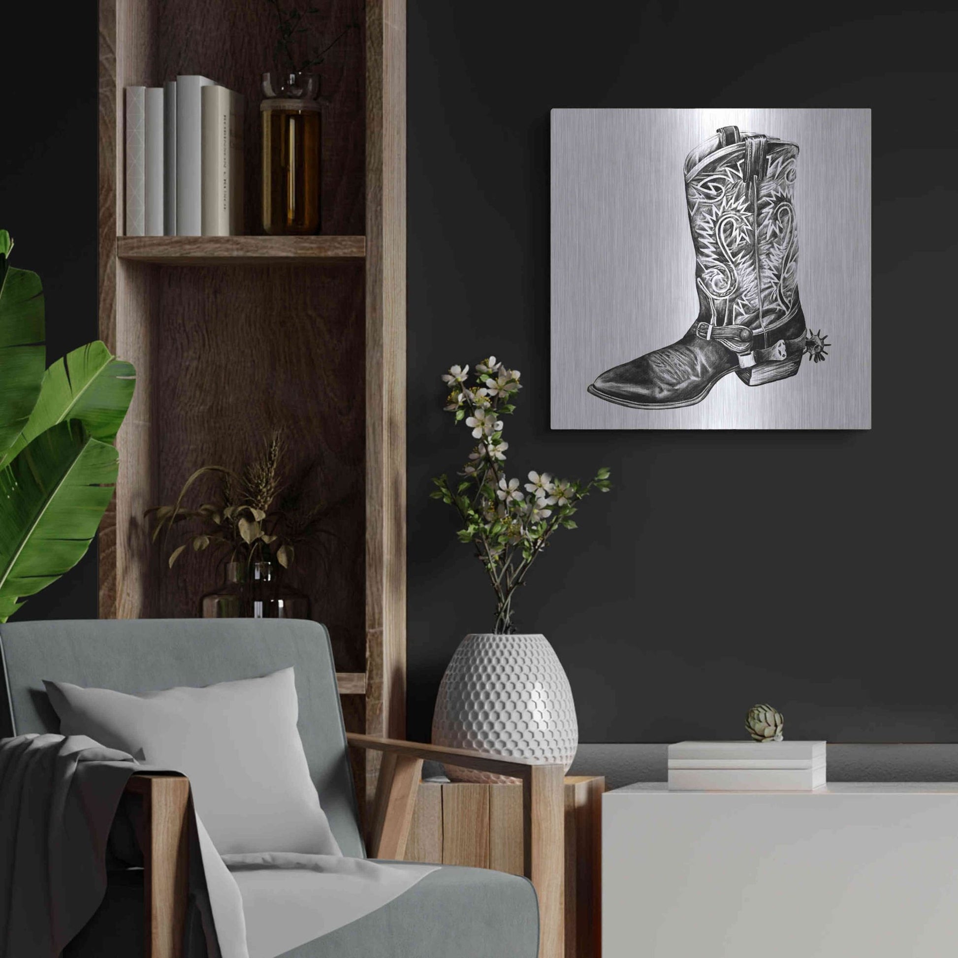 Luxe Metal Art 'Vintage Cowboy I' by Grace Popp, Metal Wall Art,24x24