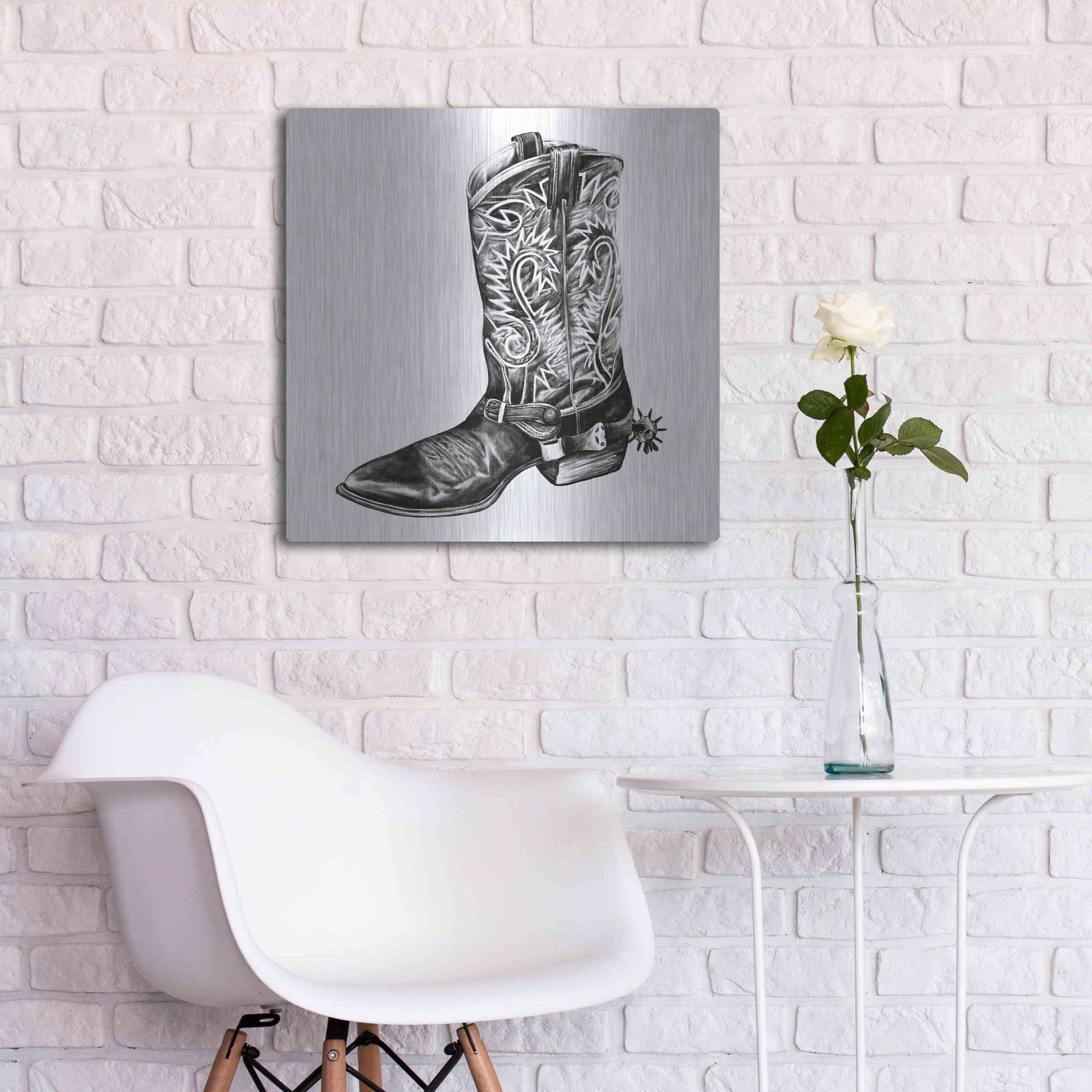 Luxe Metal Art 'Vintage Cowboy I' by Grace Popp, Metal Wall Art,24x24