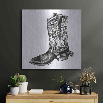 Luxe Metal Art 'Vintage Cowboy I' by Grace Popp, Metal Wall Art,24x24