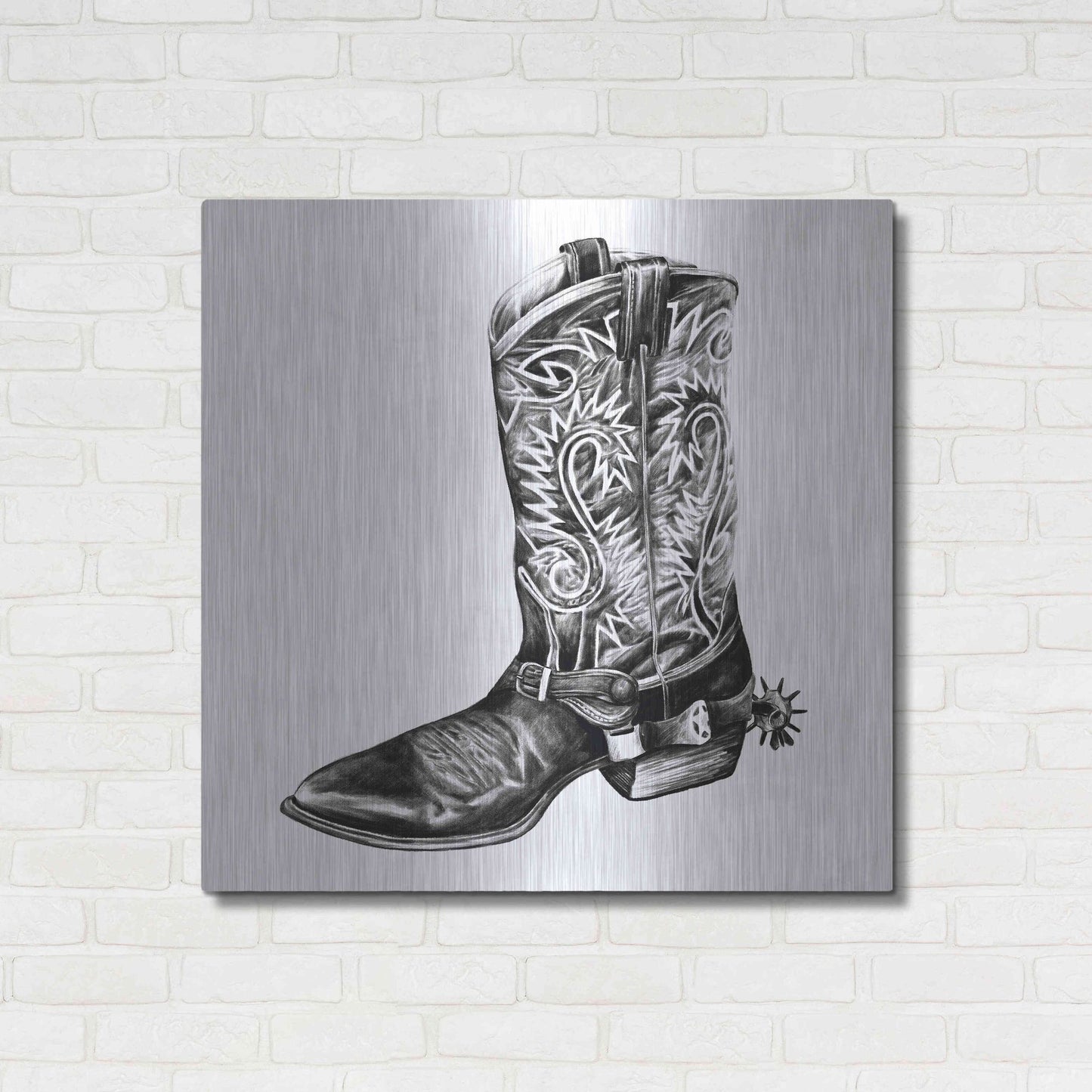 Luxe Metal Art 'Vintage Cowboy I' by Grace Popp, Metal Wall Art,36x36