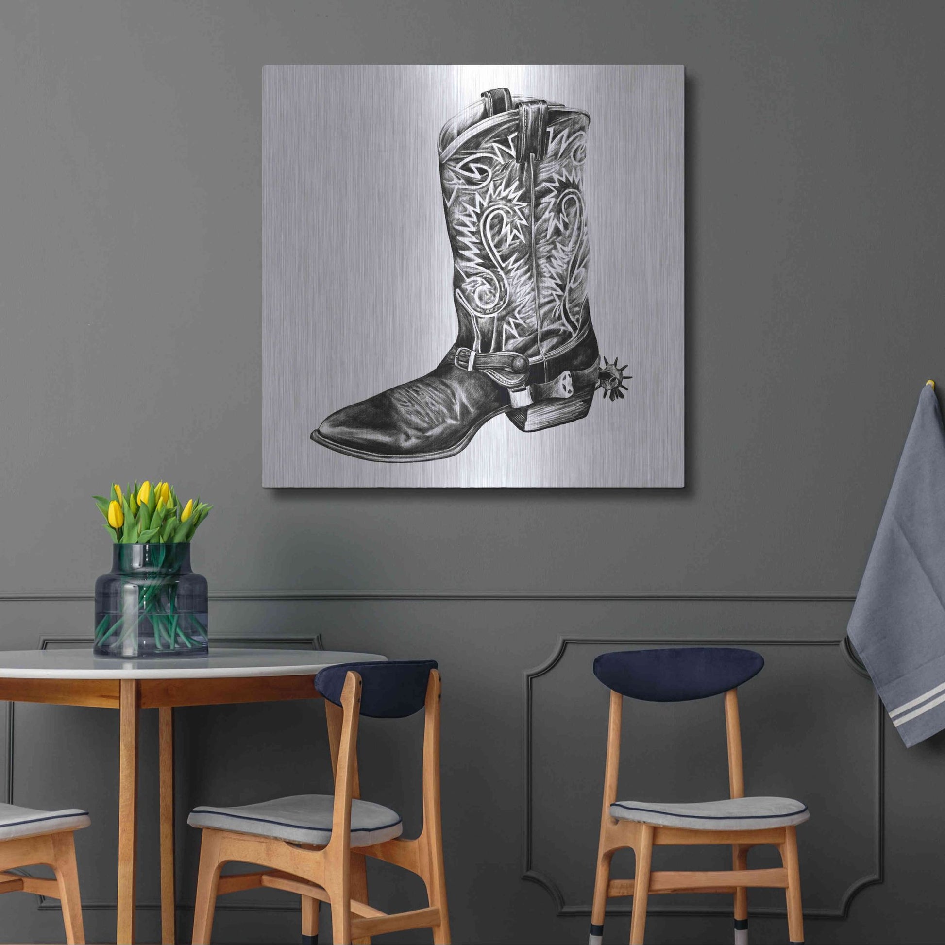 Luxe Metal Art 'Vintage Cowboy I' by Grace Popp, Metal Wall Art,36x36