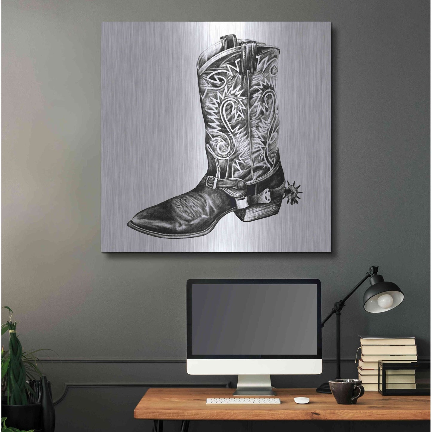 Luxe Metal Art 'Vintage Cowboy I' by Grace Popp, Metal Wall Art,36x36