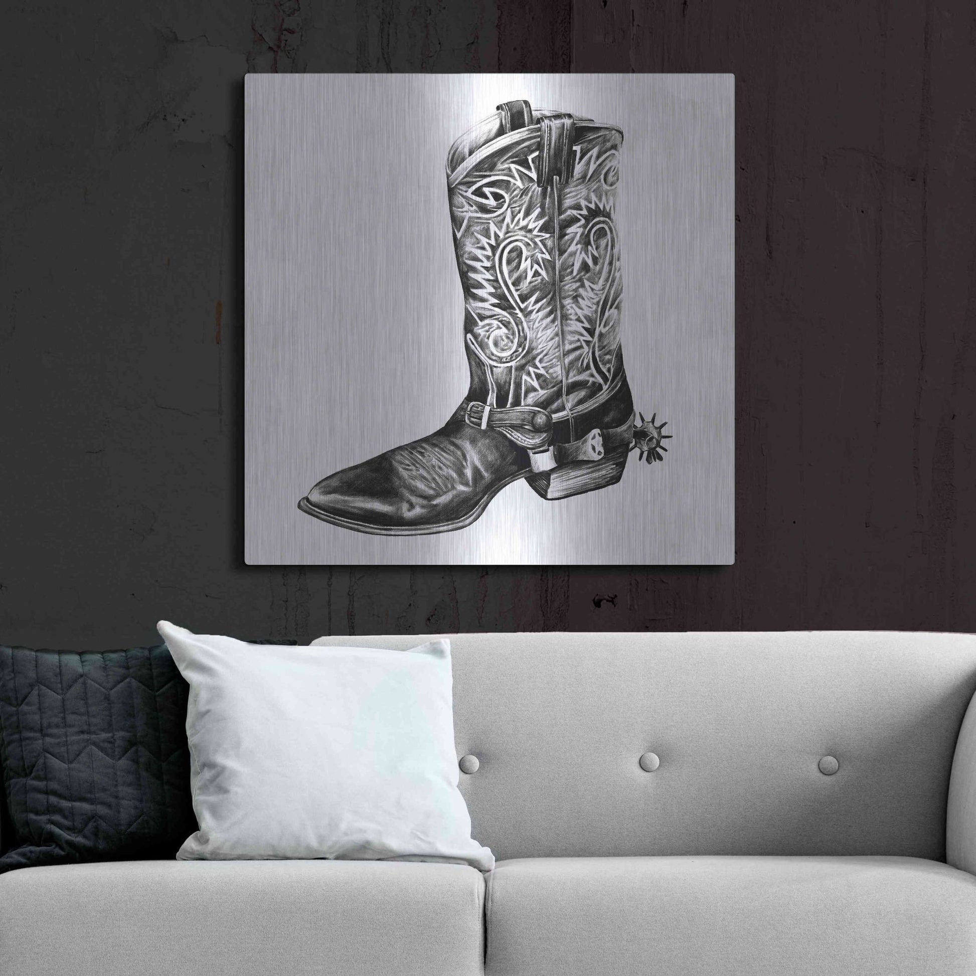 Luxe Metal Art 'Vintage Cowboy I' by Grace Popp, Metal Wall Art,36x36