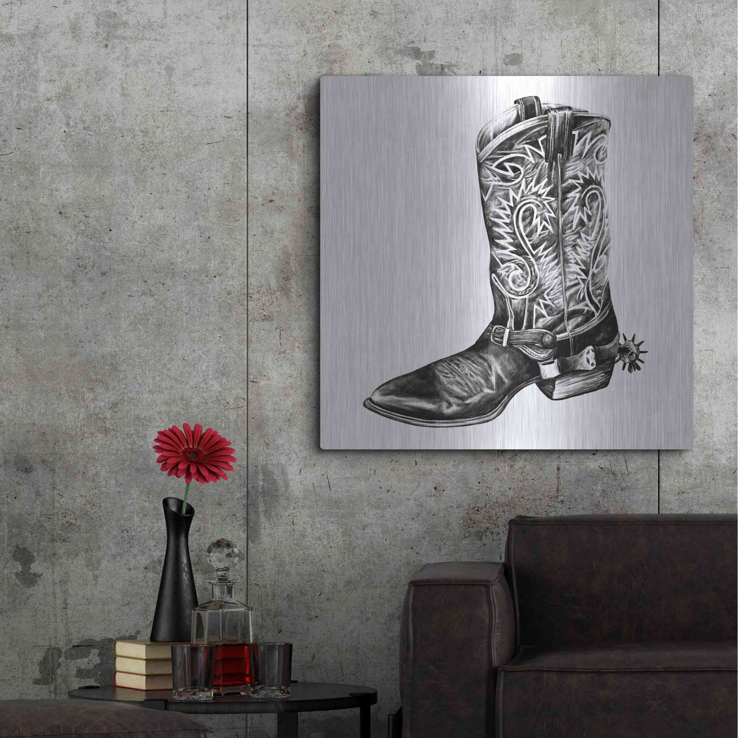 Luxe Metal Art 'Vintage Cowboy I' by Grace Popp, Metal Wall Art,36x36