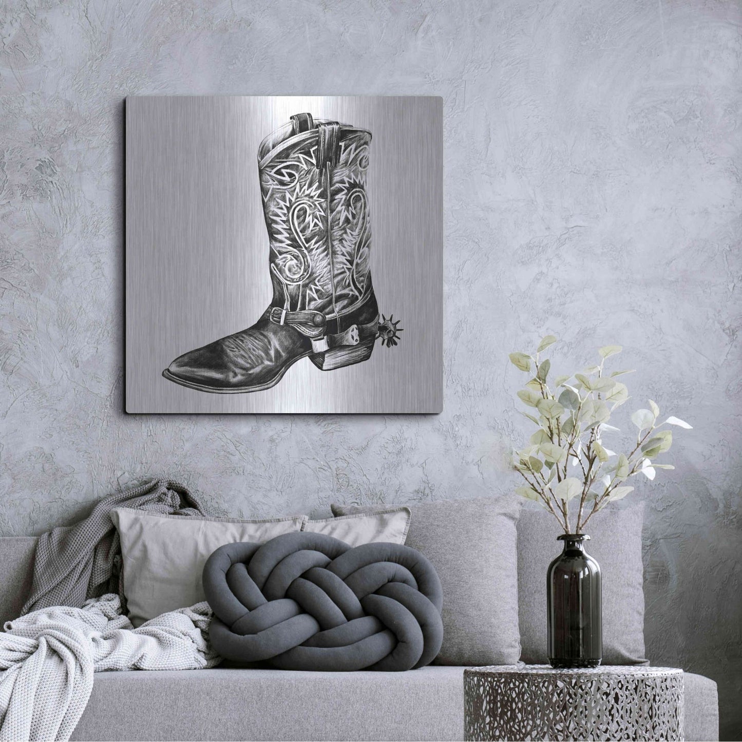 Luxe Metal Art 'Vintage Cowboy I' by Grace Popp, Metal Wall Art,36x36