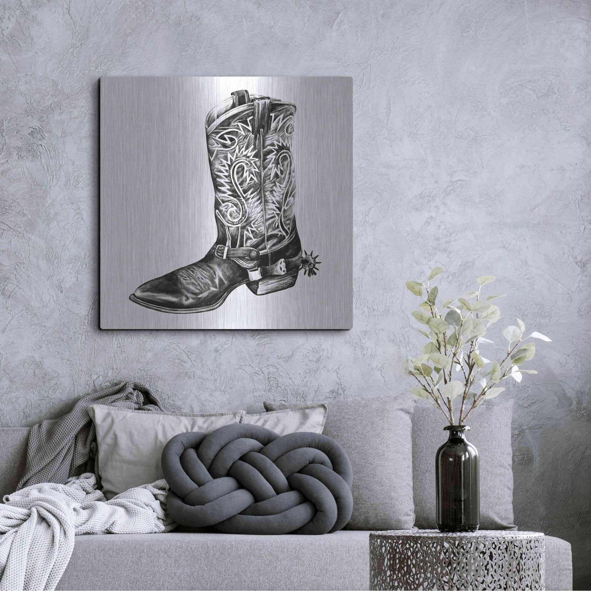 Luxe Metal Art 'Vintage Cowboy I' by Grace Popp, Metal Wall Art,36x36