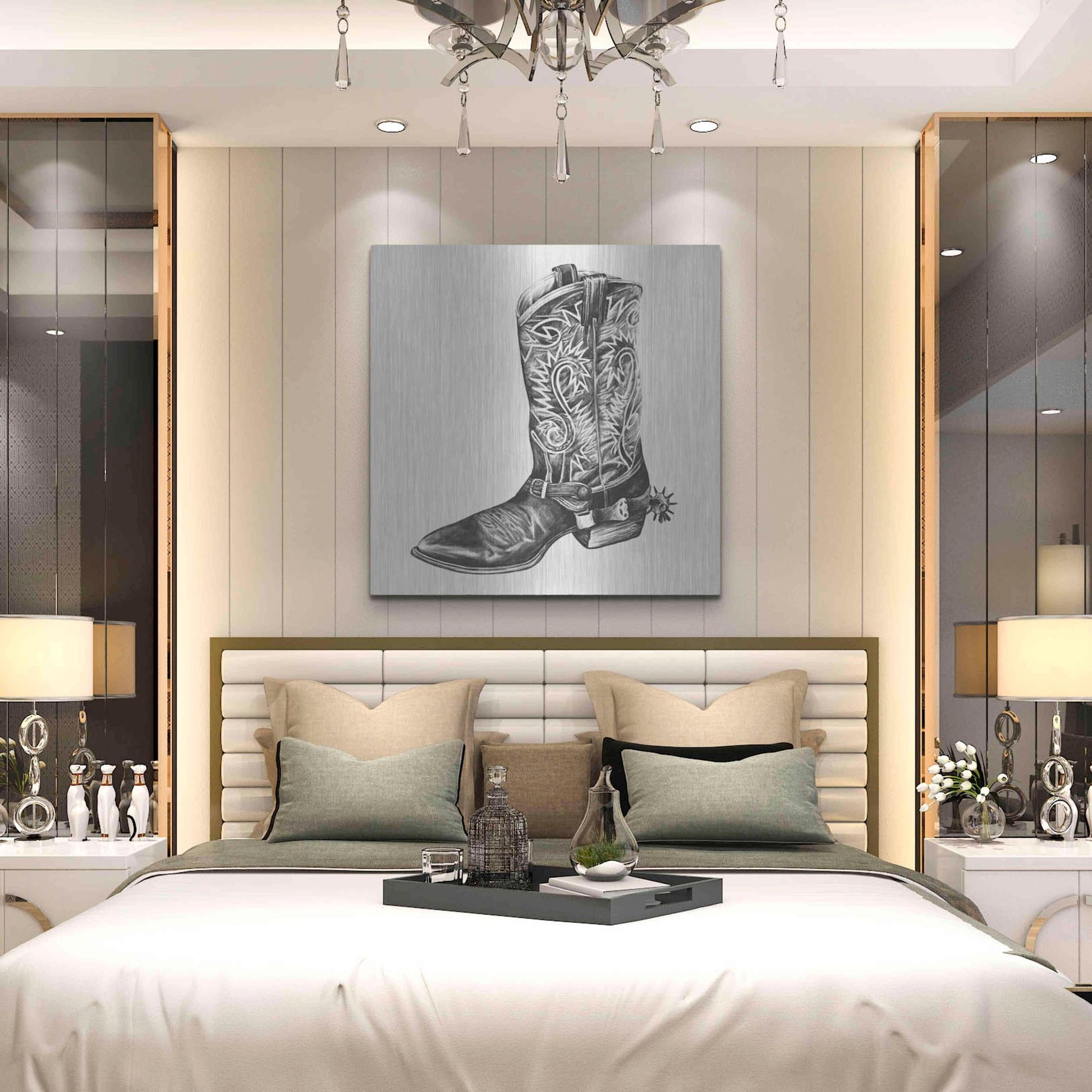 Luxe Metal Art 'Vintage Cowboy I' by Grace Popp, Metal Wall Art,36x36