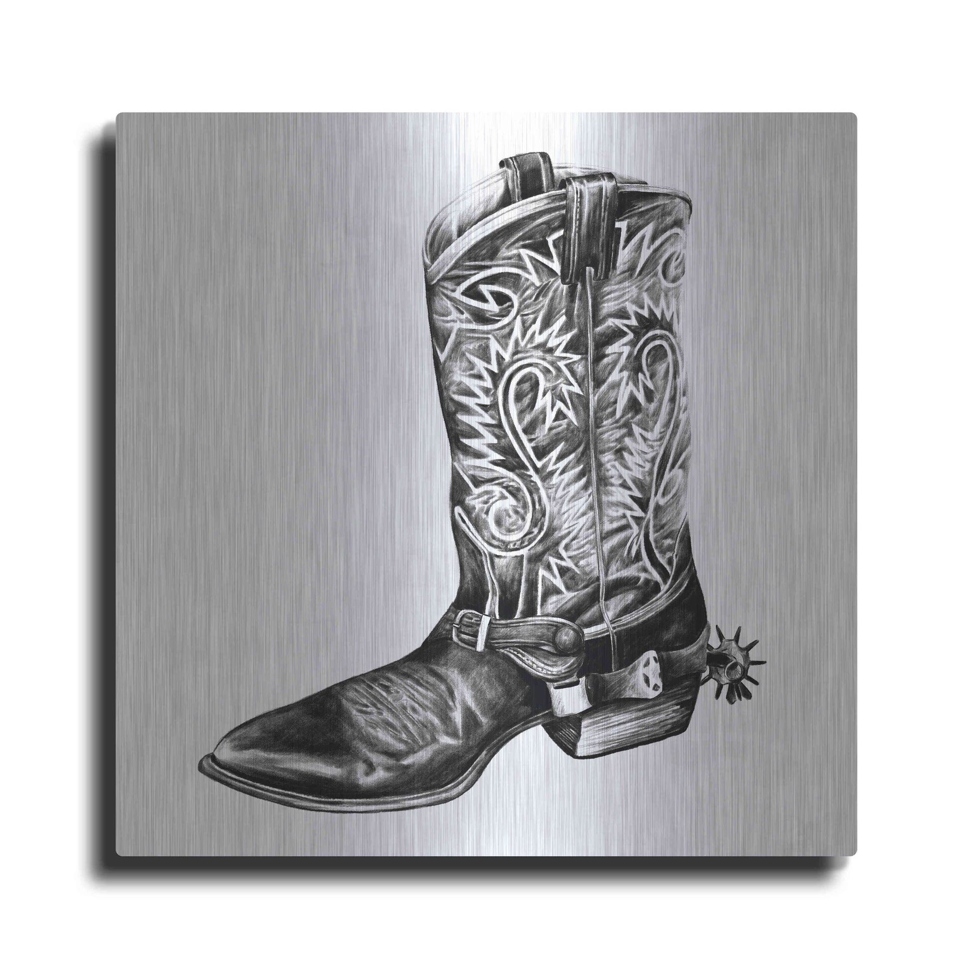 Luxe Metal Art 'Vintage Cowboy I' by Grace Popp, Metal Wall Art