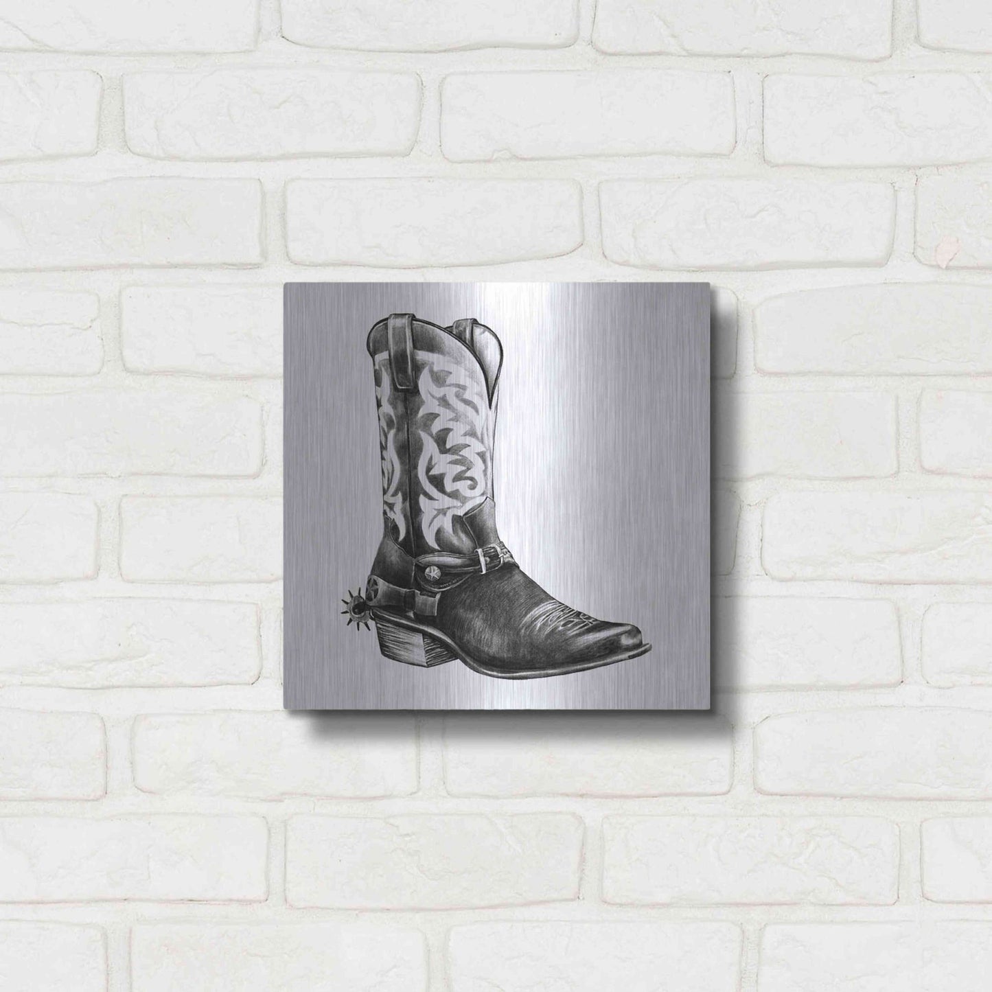 Luxe Metal Art 'Vintage Cowboy II' by Grace Popp, Metal Wall Art,12x12