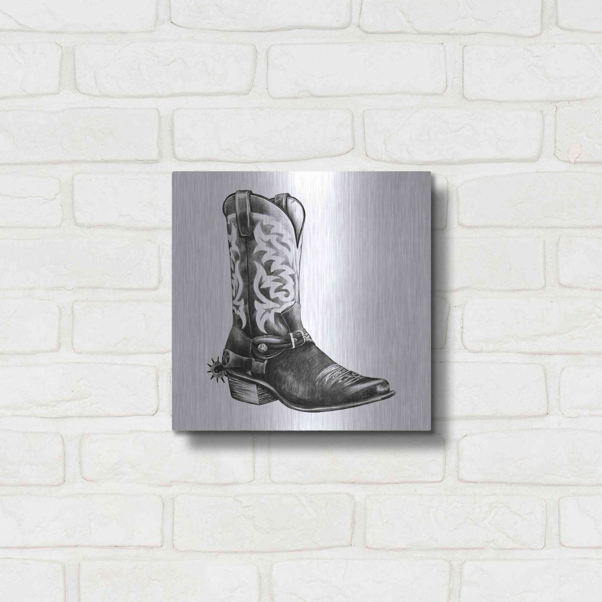 Luxe Metal Art 'Vintage Cowboy II' by Grace Popp, Metal Wall Art,12x12