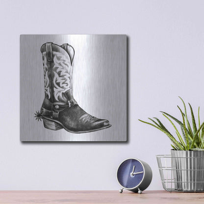 Luxe Metal Art 'Vintage Cowboy II' by Grace Popp, Metal Wall Art,12x12