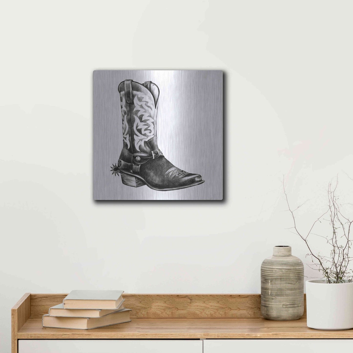 Luxe Metal Art 'Vintage Cowboy II' by Grace Popp, Metal Wall Art,12x12